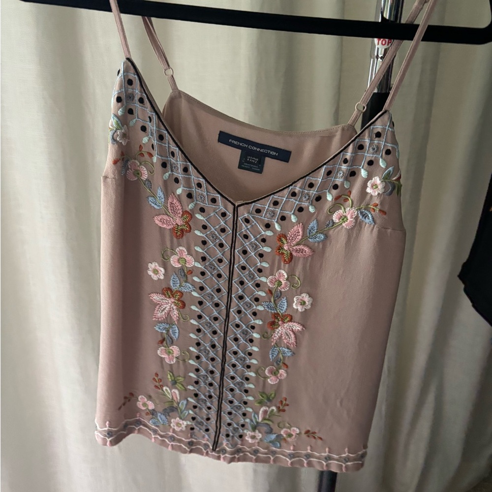 French Connection Blush Floral Embroidered Camisole